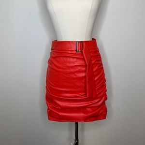 Nasty gal red faux leather skirt